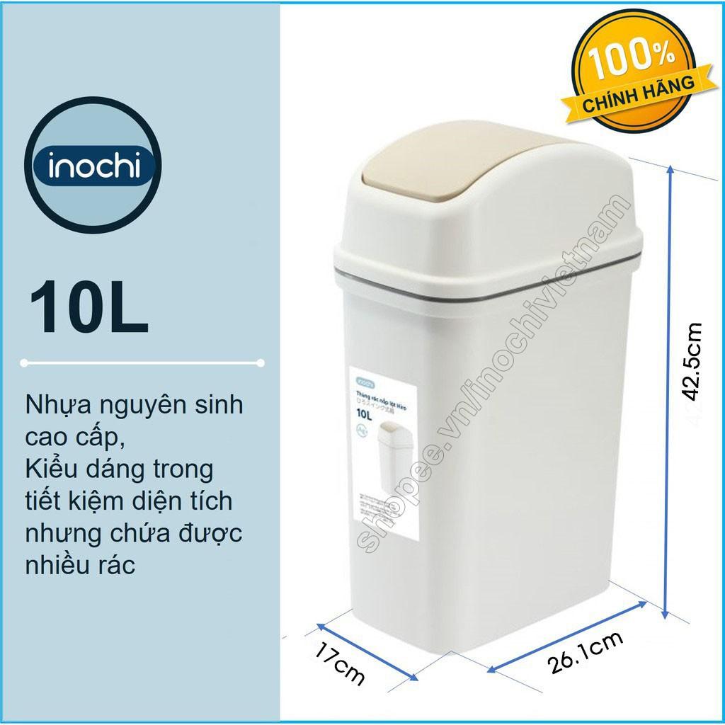 Thùng Rác Thông Minh,Nhựa Nắp Lật Inochi 10 Lít Rất Đẹp Làm Sọt Rác Văn Phòng, Khách Sạn Gia Đình THRNL10L