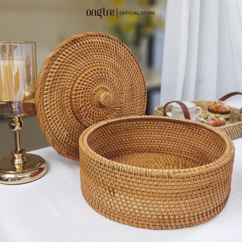 Hộp Mây Tre ONGTRE Đựng Đồ, Hoa Quả, Bánh Kẹo Decor Phong Cách Vintage