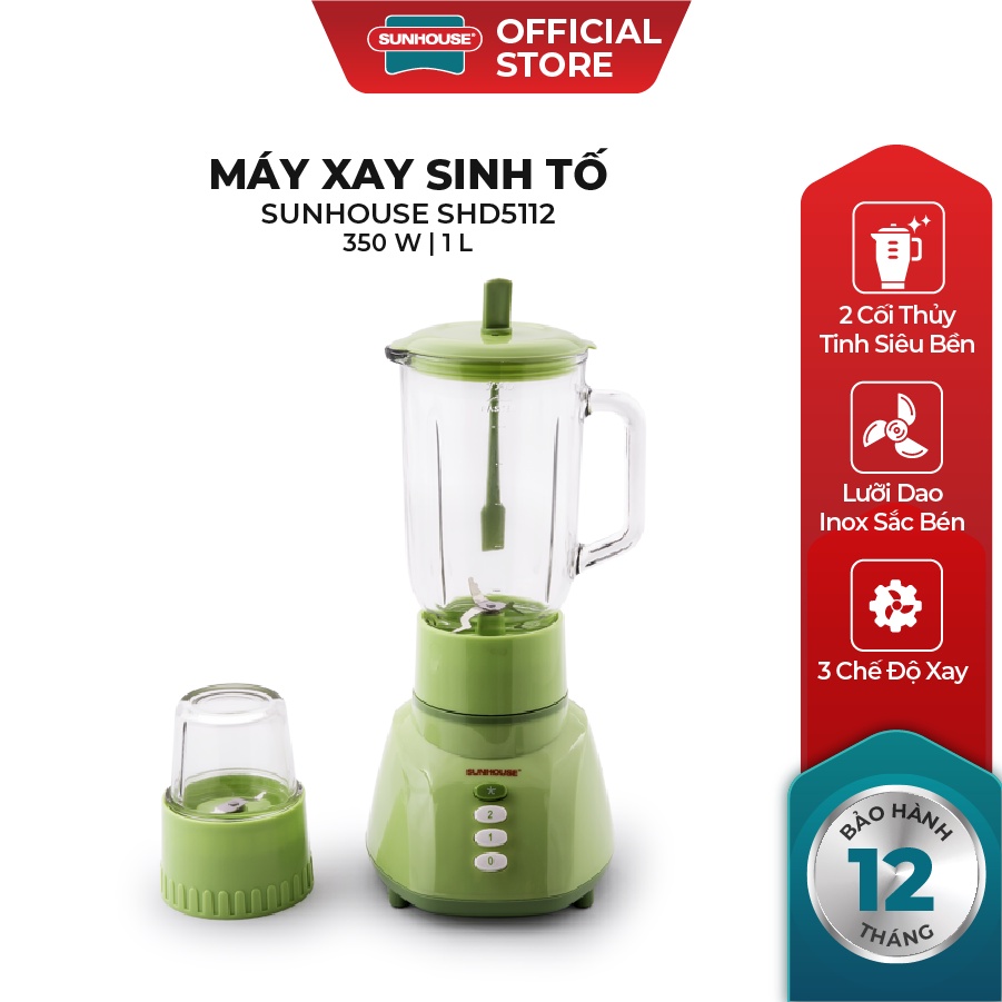 Máy xay sinh tố SUNHOUSE SHD5112 xanh - Hàng chính hãng