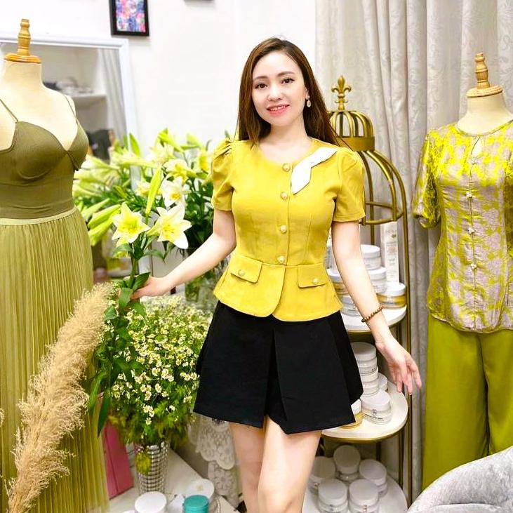 [L2M] Áo sơ mi kiểu nữ peplum NƠ VAI phối nắp túi và chun lưng giấu bụng hiệu quả