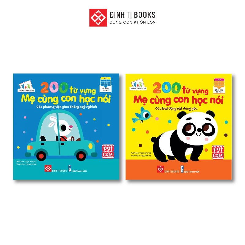 Sách - 200 từ vựng mẹ cùng con học nói - Các loài động vật đáng yêu - Đinh Tị Books