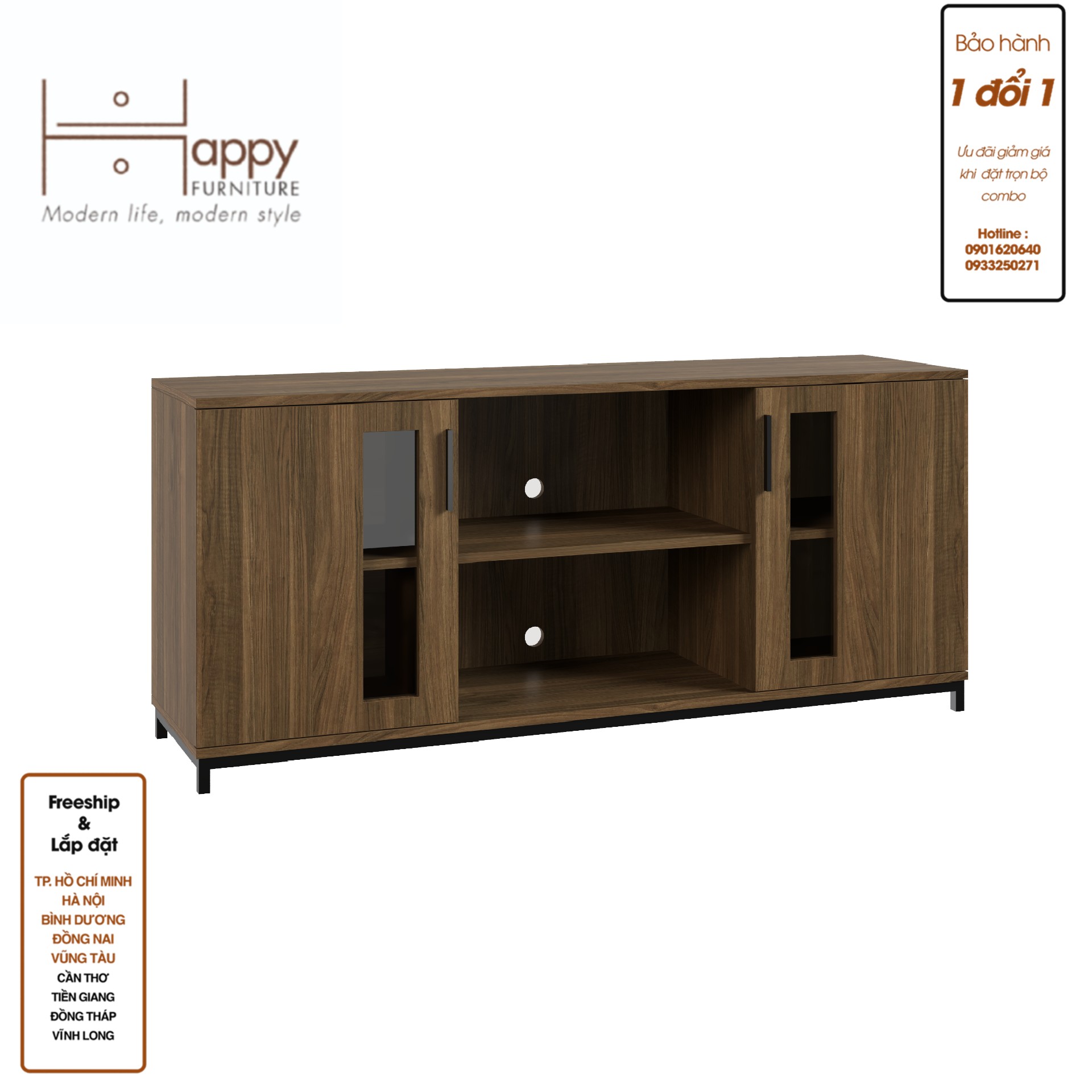 [Happy Home Furniture] LOUIS , Tủ lưu trữ 2 cửa mở - chân sắt , 150cm x 40cm x 66cm ( DxRxC), TCM_032