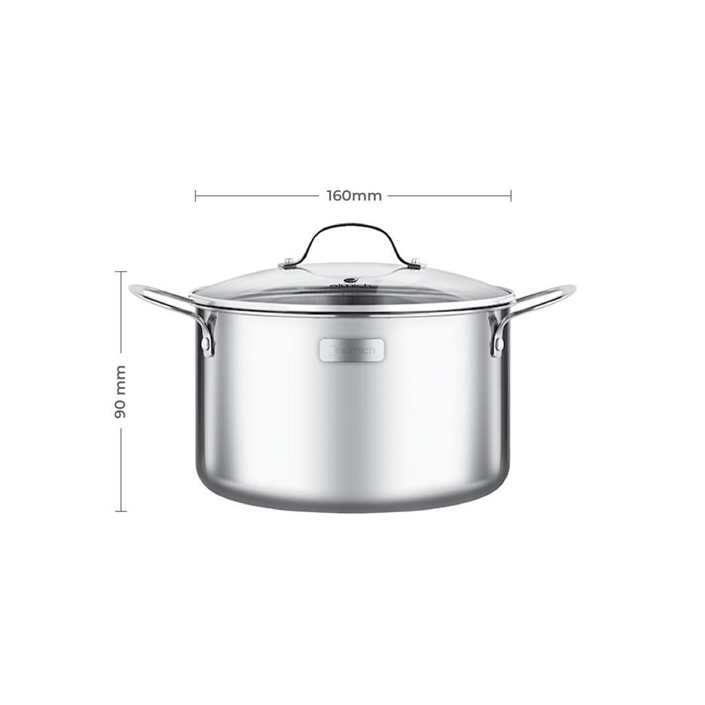 Nồi inox cao cấp 3 lớp đáy liền Trimax EL-3731 size 16cm