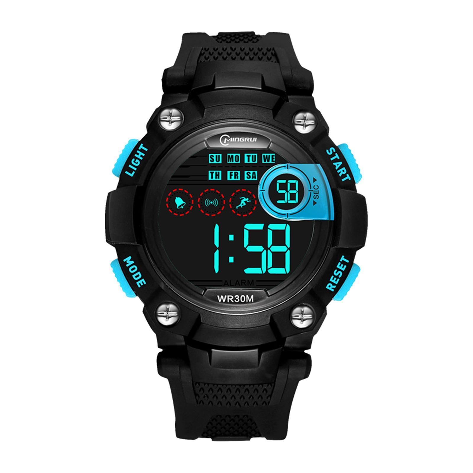 Electronic Watch Waterproof Alarm Stopwatch 12/24 Hours Wrist Watch for Outdoor Sports Boys