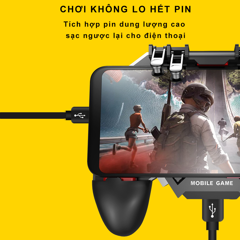 Tay cầm chơi game điện thoại SIDOTECH AK-77S kèm tản nhiệt chơi PUBG FF Free Fire ROS kết nối 6 ngón linh hoạt tăng gấp 2 lần tốc độ xử lý, làm mát chống giật lag cho cảm giác gaming đỉnh cao - Hàng chính hãng