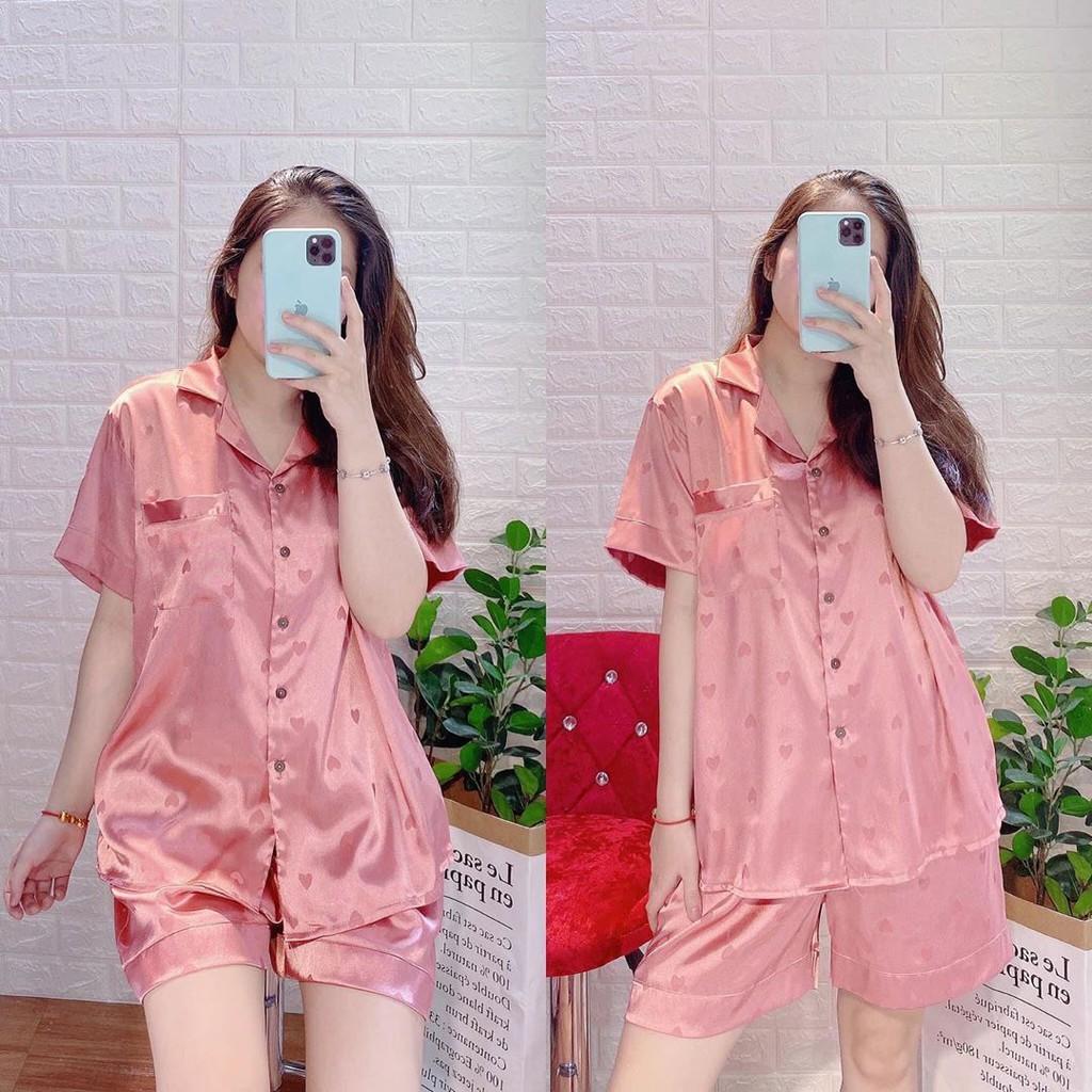 - Set Pijama Lụa Tim Gấm Hồng Cao Cấp - N401