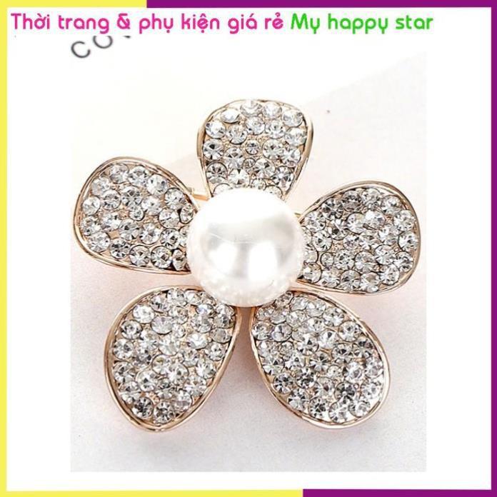 Cài áo thời trang hình hoa 5 cánh đính đá sang trọng GC74