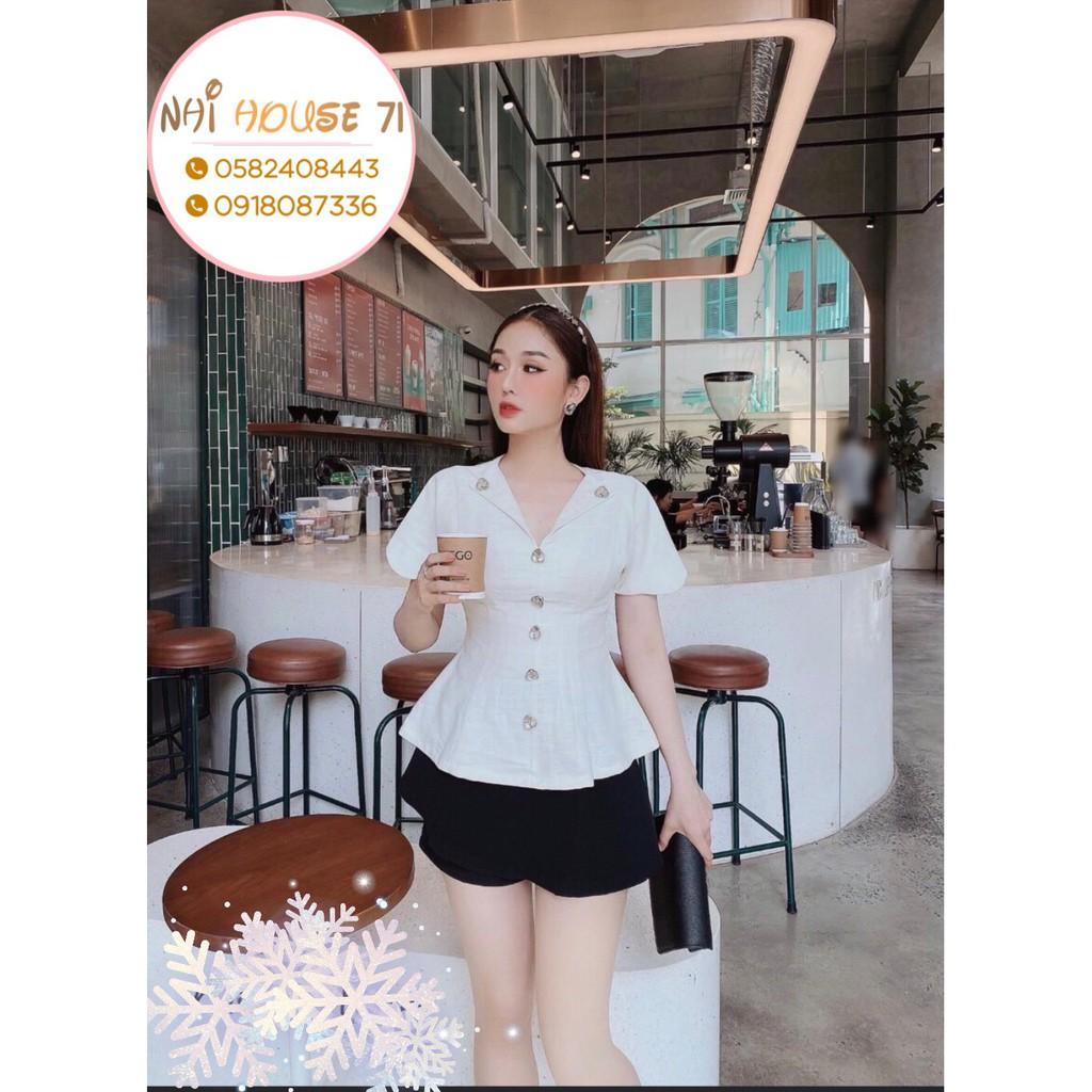 Set Đồ Nữ Sang Chảnh NHIHOUSE71 Vải Linen Áo Tay Liền Cổ Tim Phối Quần Váy Freesize 48-55kg