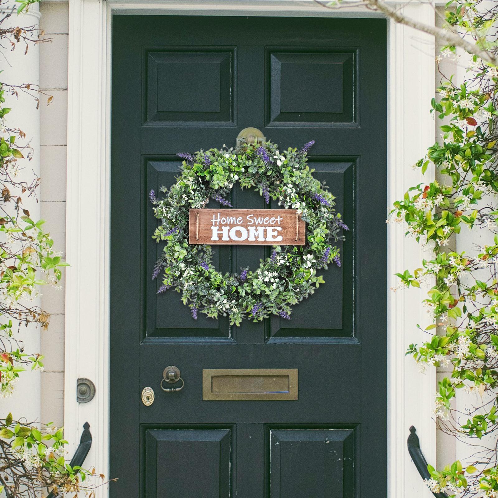 Eucalyptus Leaves Wreath for Front Door with Board Decoration Window Hanging