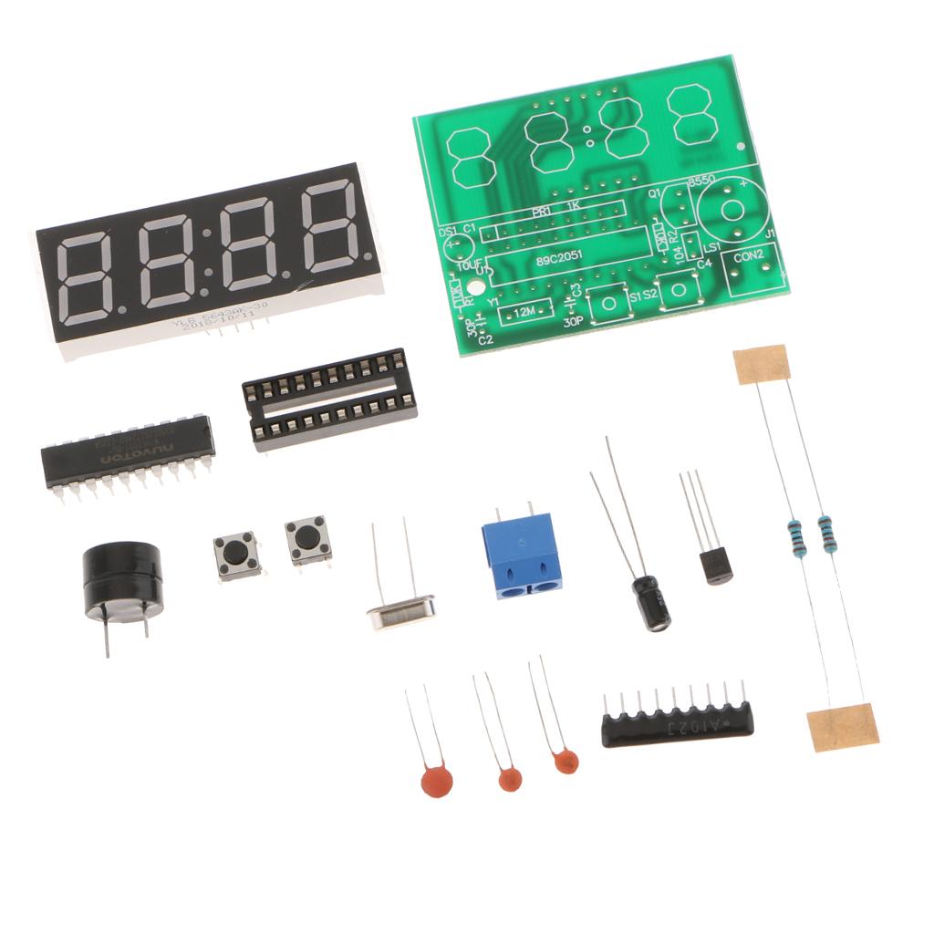 LCD DIY Digital Clock Kit with Large Screen Time Date Week Display 4 Digits Alarm Clock Suite