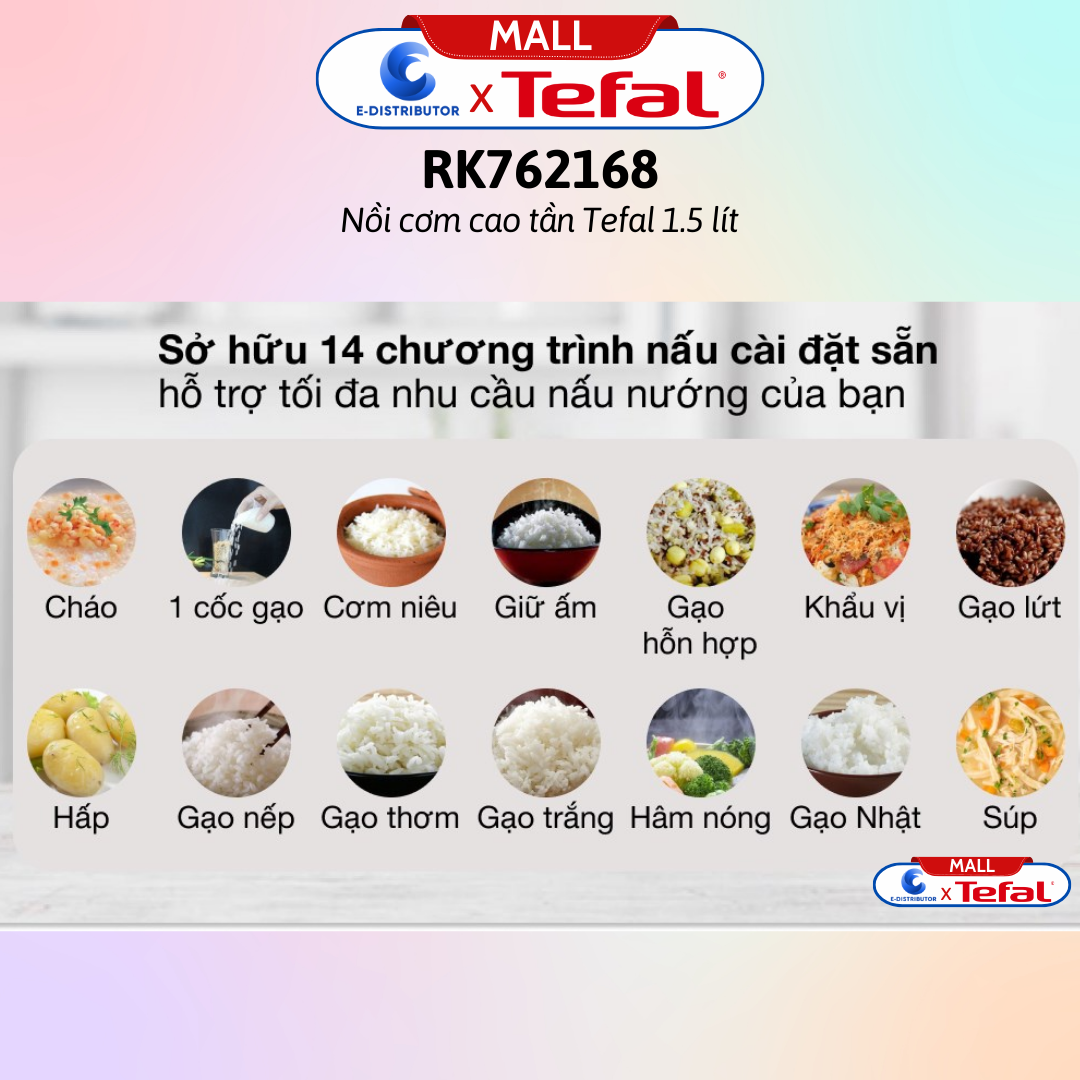 Nồi cơm cao tần Tefal 1.5 lít RK762168 - Hàng Chính Hãng - Bảo Hành 12 Tháng