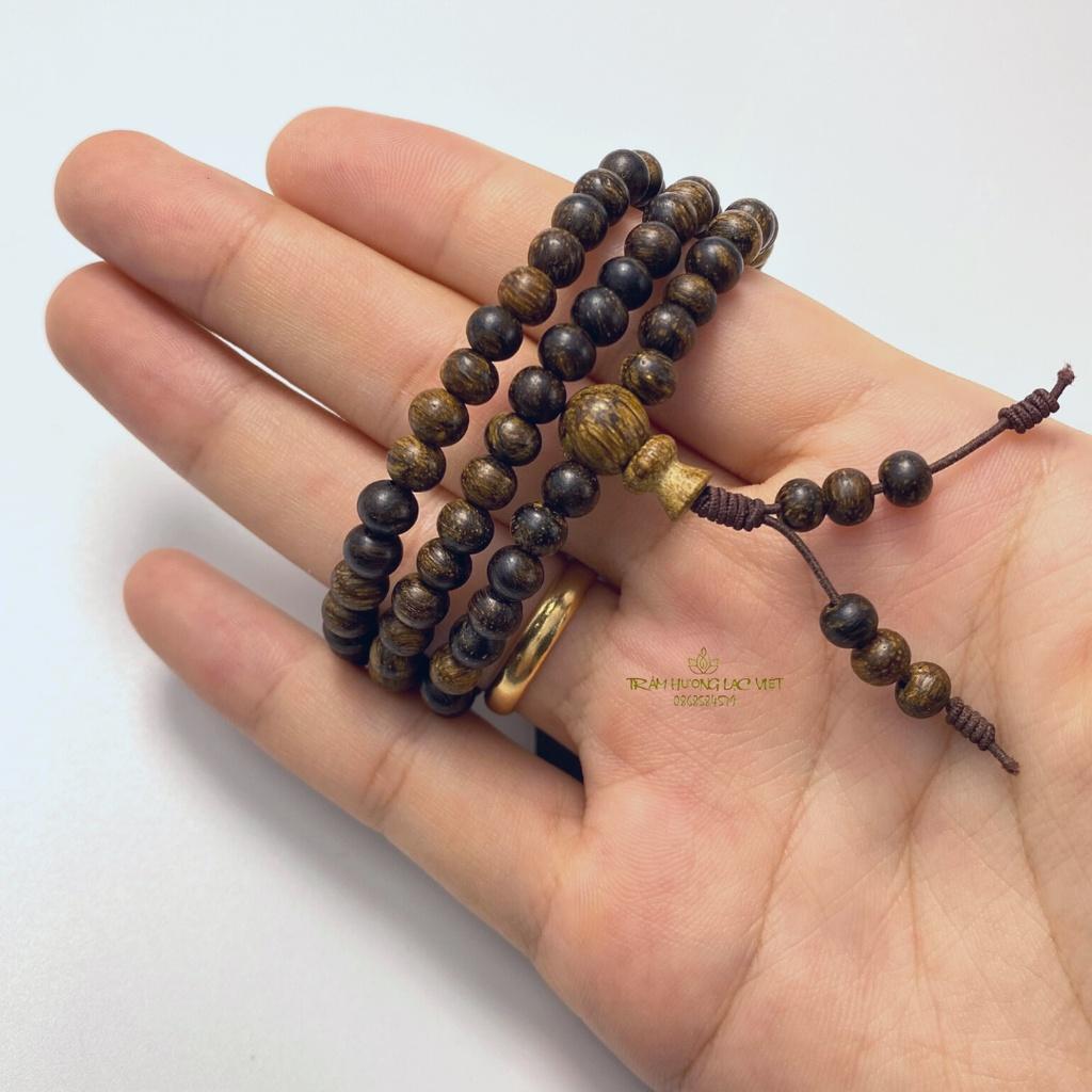 Vòng Tay Trầm Hương Dó Dây INDO 108 Hạt 5mm Cao Cấp | Tông Trầm VIP
