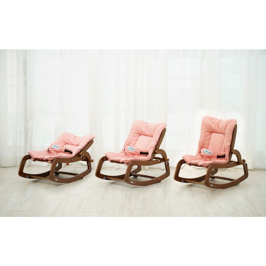 Ghế rung và bập bênh gỗ BUBI - Cream Frame w Pink Top