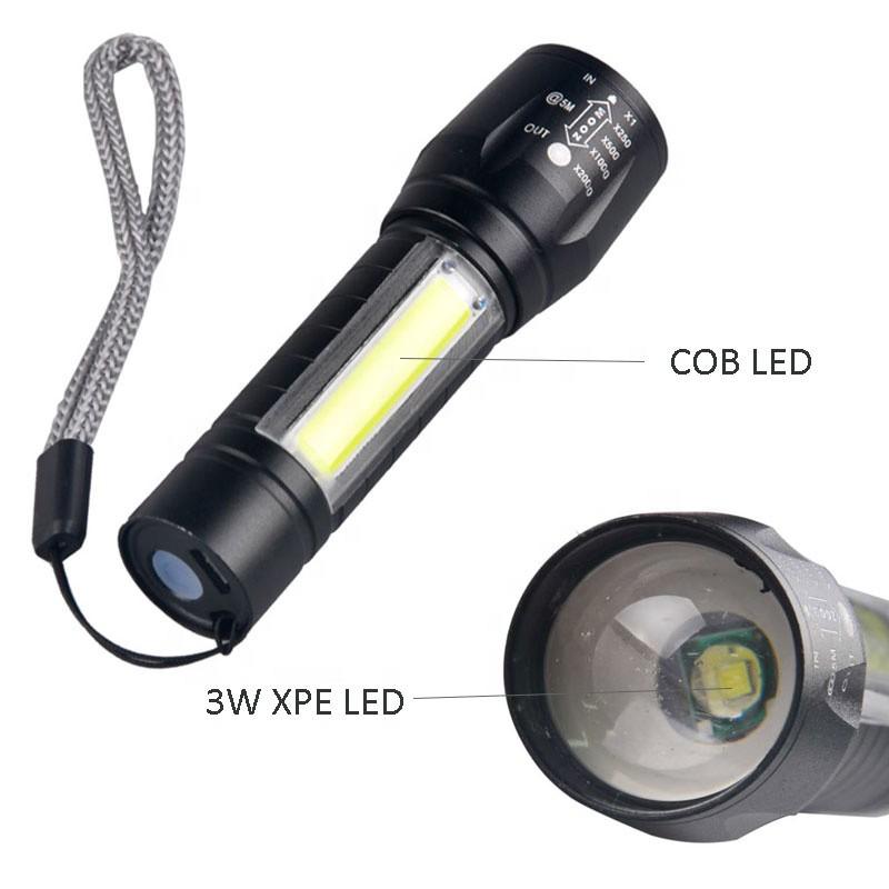 Hình ảnh Đèn Pin Sạc Mini Siêu Sáng Có Zoom XPE+COB Light