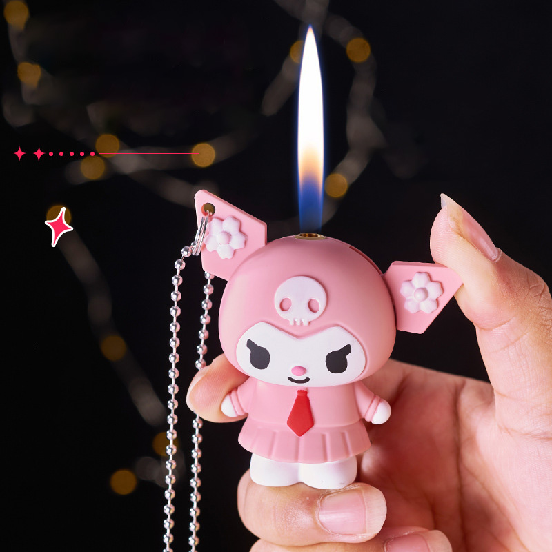 Hột quẹt bật lửa hoạt hình Kuromi có dây đeo - xài gas
