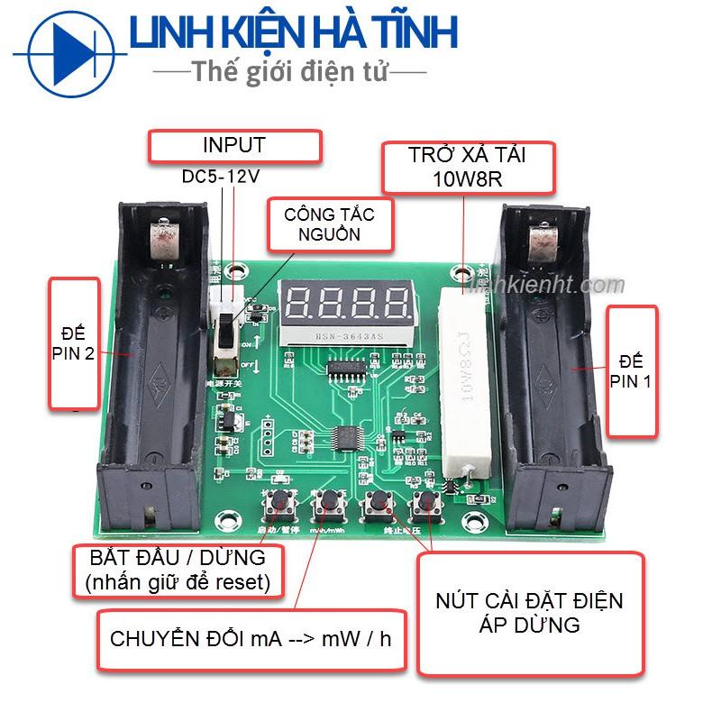 Pin lithium 18650 Mạch kiểm tra dung lượng thực pin maH / mwH DC5-12V