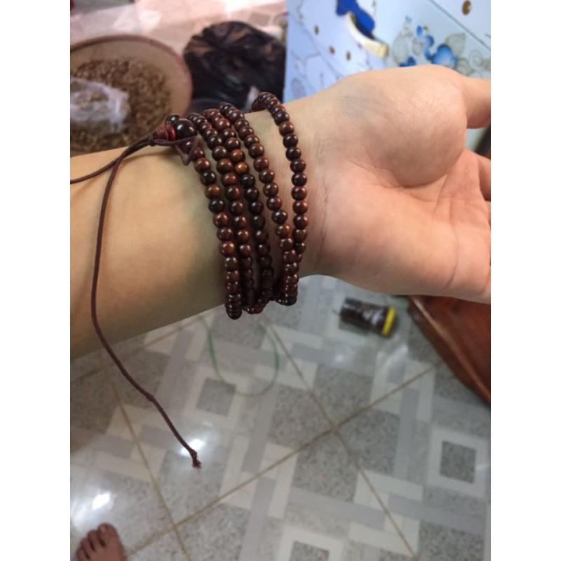 Vòng tay nữ 216 hạt nhỏ xíu 3 ly bằng GỖ - TRẮC màu đen nhiều hoặc đỏ nhiều