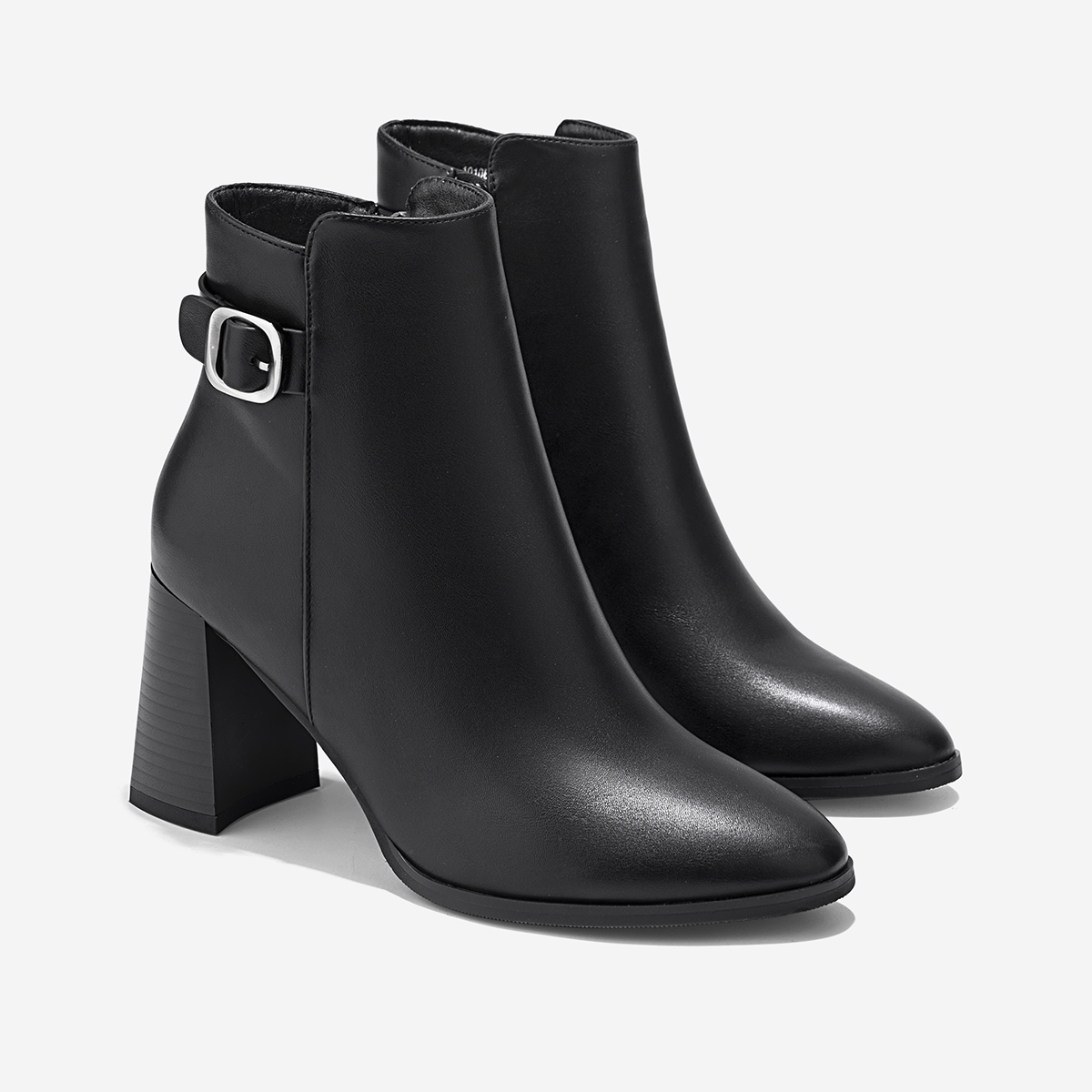 Vascara Giày Ankle Boots Gót Trụ Nhấn Khóa Trang Trí - BOT 0941