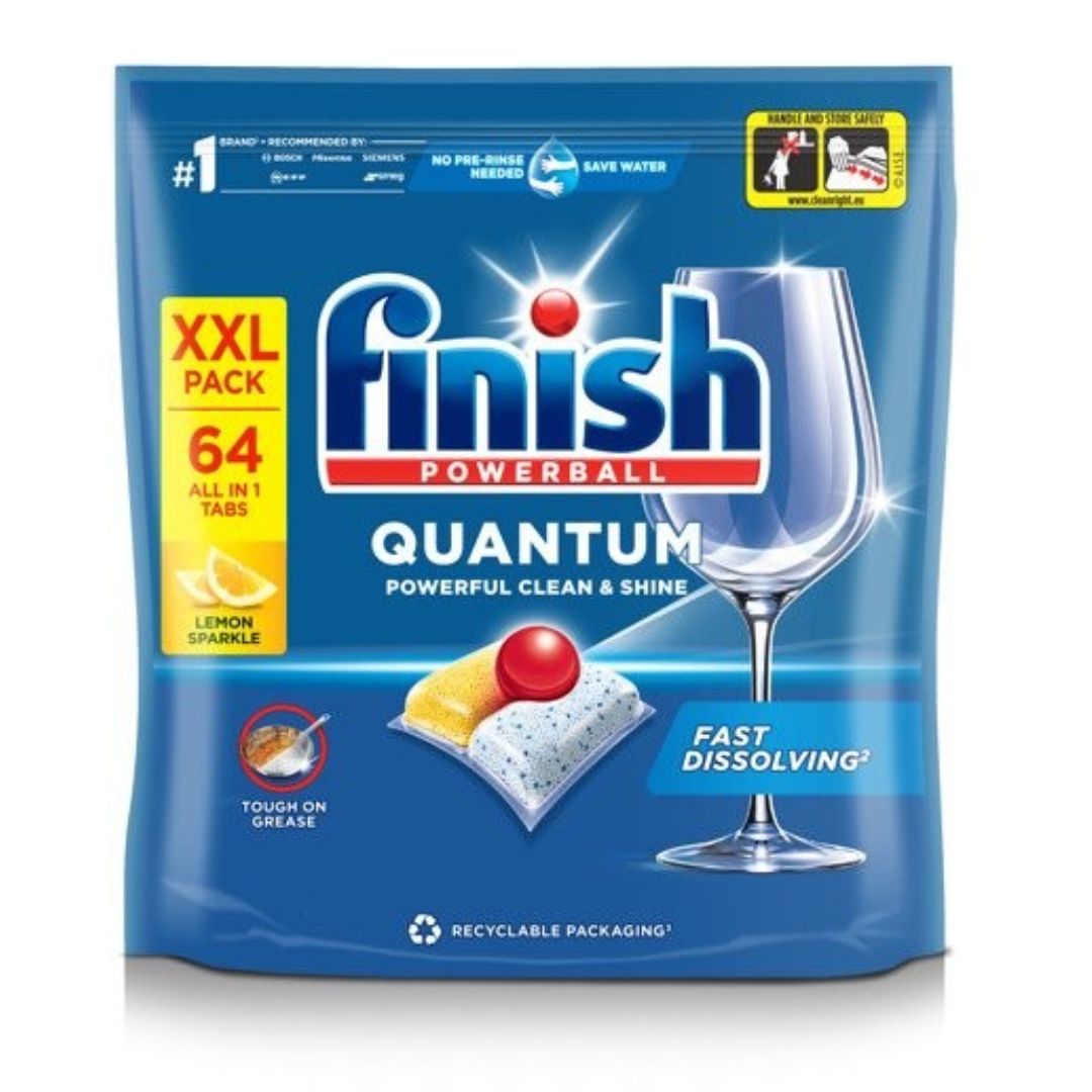 Viên rửa bát Finish Quantum Lemon All in one 64 viên, FINISH QUANTUM ALL IN 1 (64 PACK LEMON)