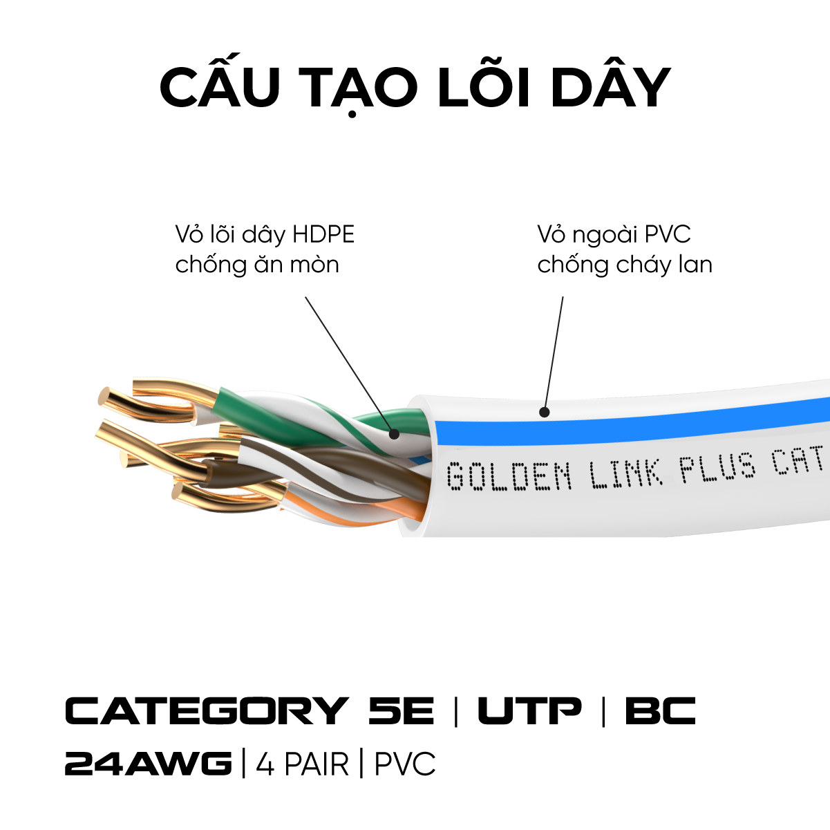 Cáp Mạng UTP CAT5E 305M Đồng Nguyên Chất 100% - Hàng chính hãng