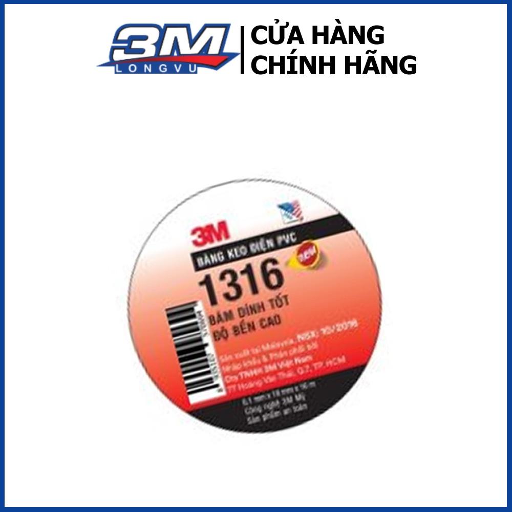 Băng Keo Điện 3M PVC 1316, Khổ 18mm x 16m x 0.1mm - 3M Long Vu