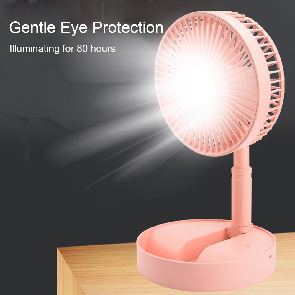 Quạt cắm trại cá nhân di động có đèn LED, gấp lại được, êm ái, tiện lợi