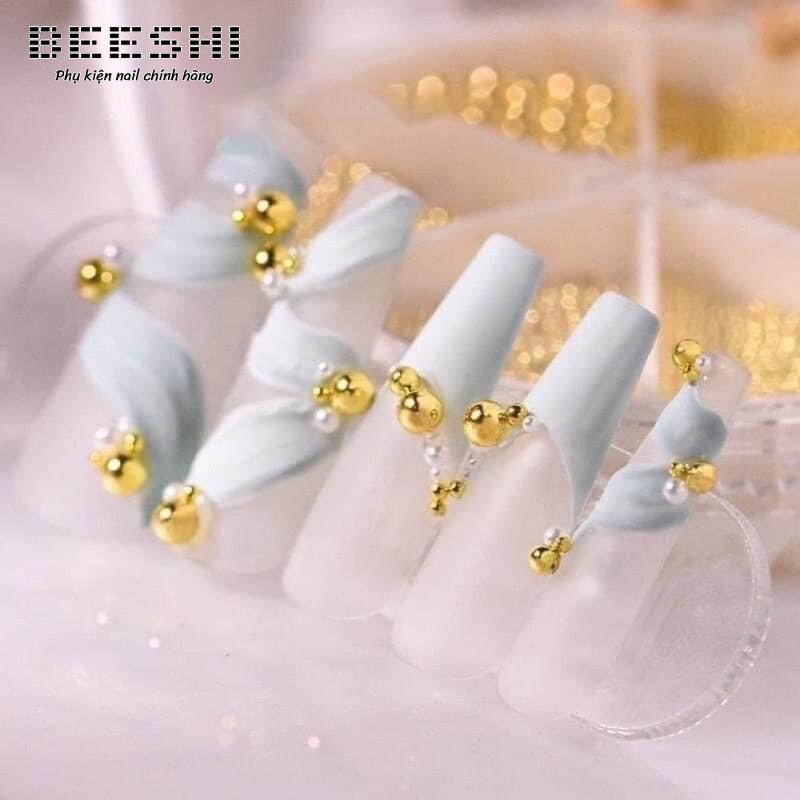 Bi nail trang trí móng vàng bạc mix size 6 ô-beeshi shop nail