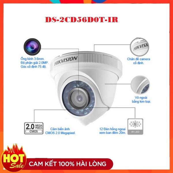 Camera HD-TVI Dome hồng ngoại 2.0 Megapixel HIKVISION DS-2CE56D0T-IR(C) - Hàng chính hãng