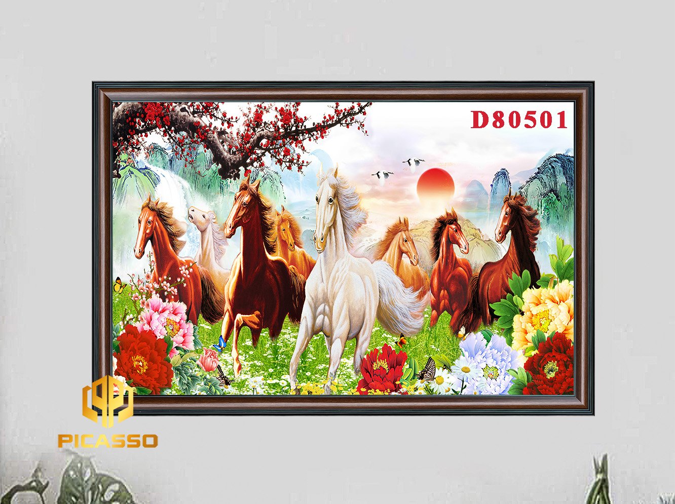 Tranh kính cường lực Bát mã tung hoành D602 40