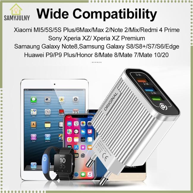 Củ Sạc Nhanh Famy Gồm 3 Cổng Usb 5V / 3A Có Đèn Led