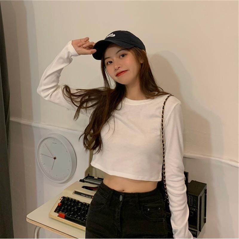Áo Croptop Dài Tay Phong Cách Hàn Quốc_Mẫu Mới Nhất