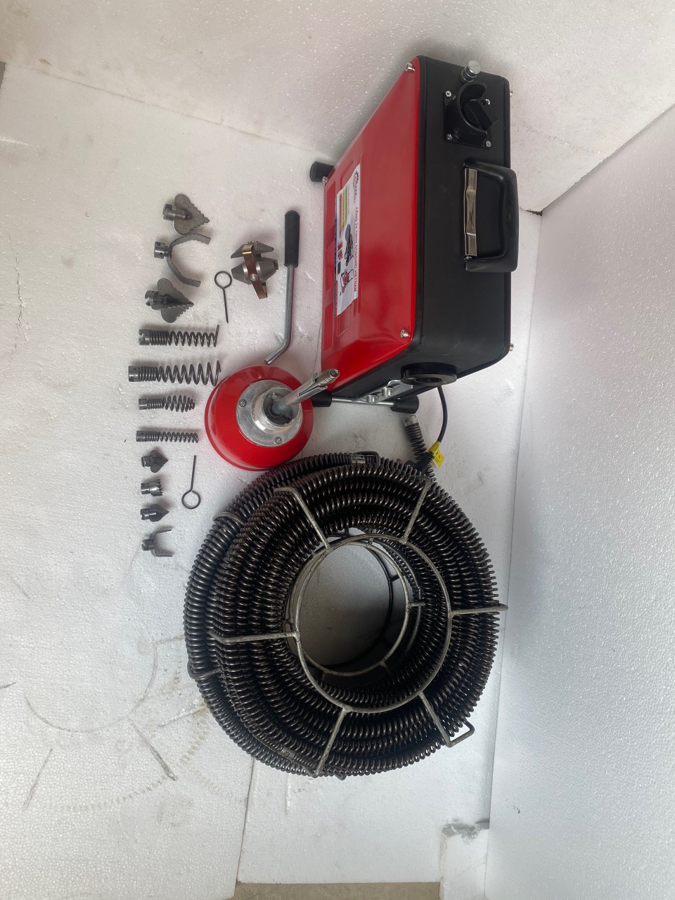Máy thông tắc cống GQ 150-1800w tặng kèm cuộn dây 16mm dài 15m và cuôn dây 22mm dài 15m và 4,5m dây lò xo phi 8mm