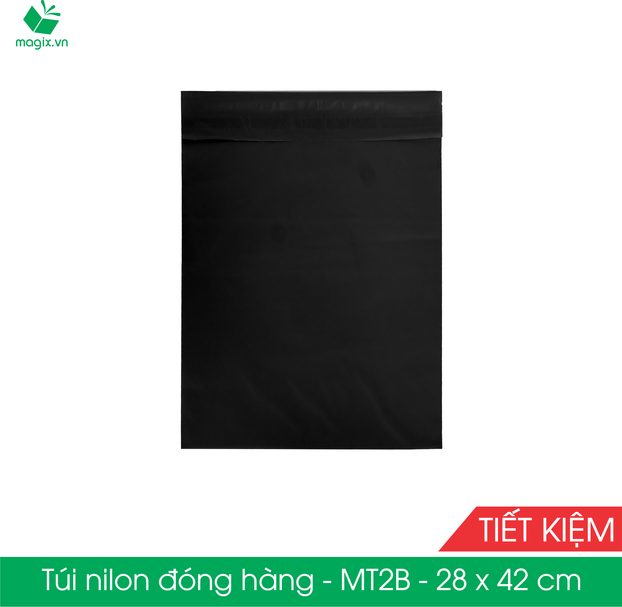 MT2B - 28x42 cm - Túi nilon TIẾT KIỆM gói hàng - 100 túi niêm phong đóng hàng màu ĐEN
