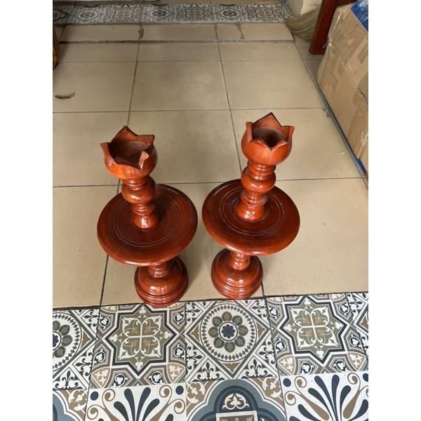 Đôi nến thờ gỗ hương ta cao 45cm