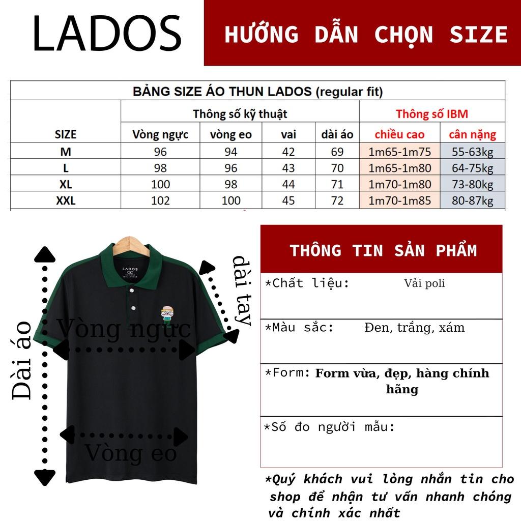 Áo thun có cổ polo thêu gấu trẻ trung LADOS-9130 co giãn, thấm hút, mặc nhóm mặc cặp