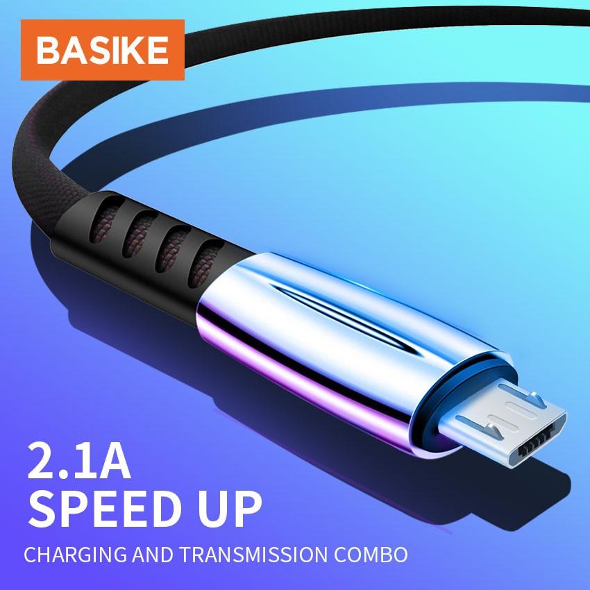 Cáp sạc 2.1A bện nylon BASIKE CB03 sạc nhanh và truyền dữ liệu cho USB Android-Hàng chính hãng