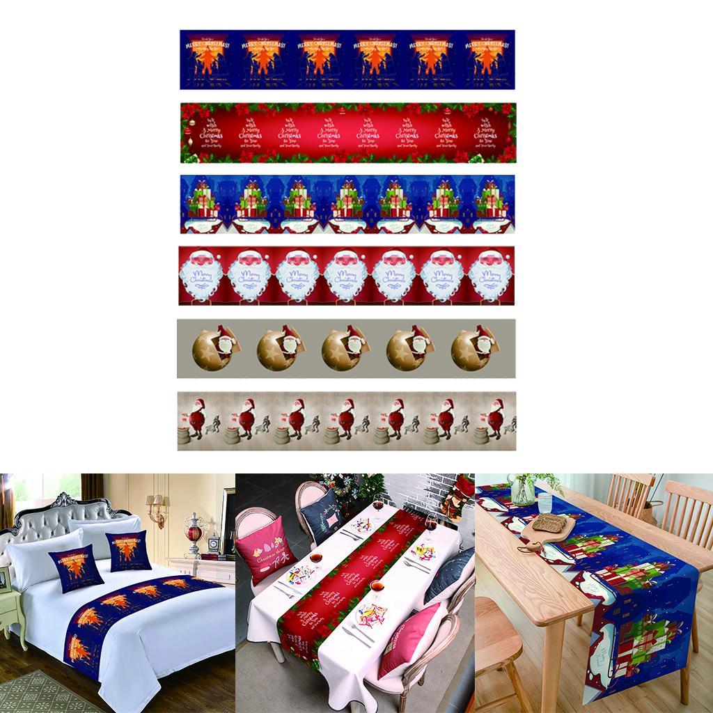 Christmas Pattern Cotton And Linen Table Bed Runner Double Sided Tapestry