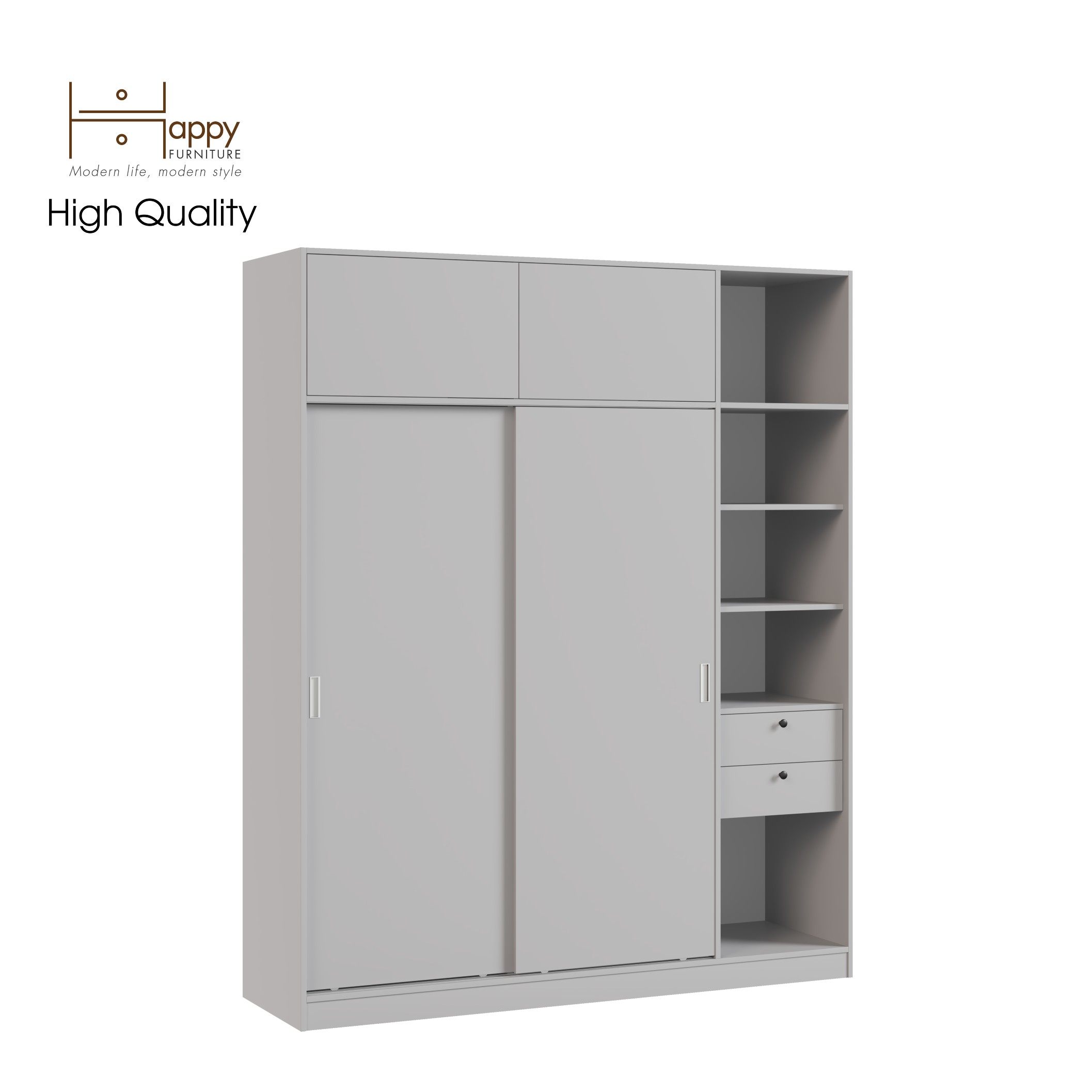 [Happy Home Furniture] ELEGANT, Tủ quần áo cửa lùa 1m8x2m2 , 180cm x 54cm x 220cm ( DxRxC), TCL_006