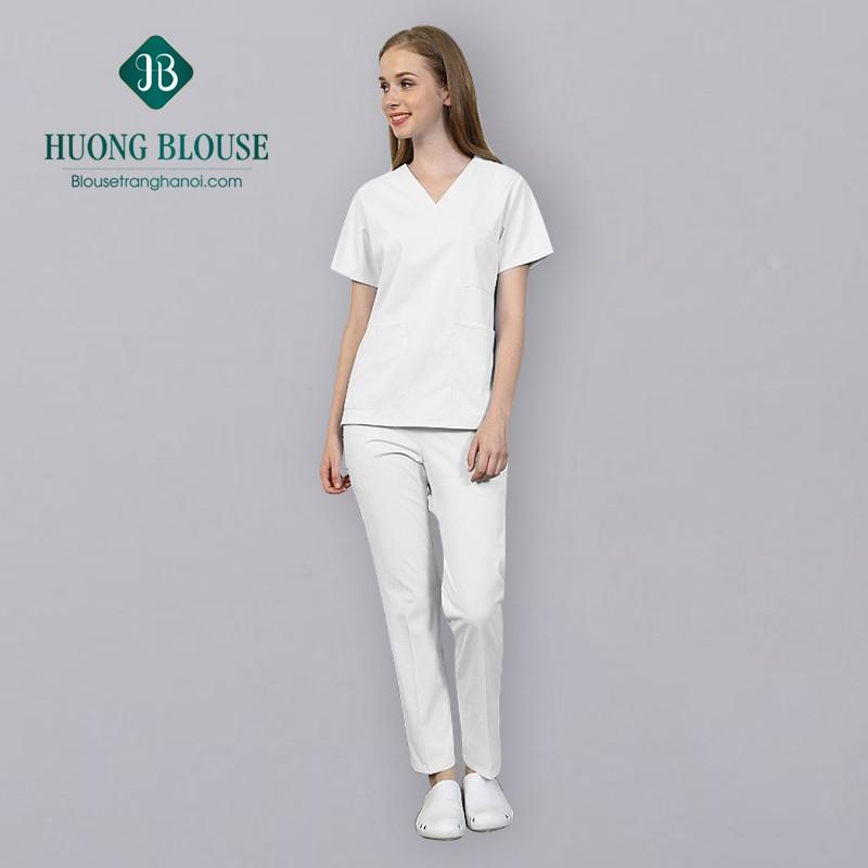 Quần áo phòng mổ, bộ scrubs cho bác sĩ - Blouse trắng Hà Nội