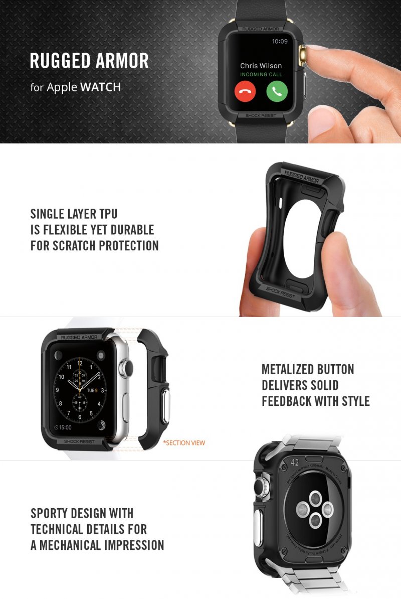 Ốp cao su dẻo chống sốc cho Apple watch bản 42mm _đen