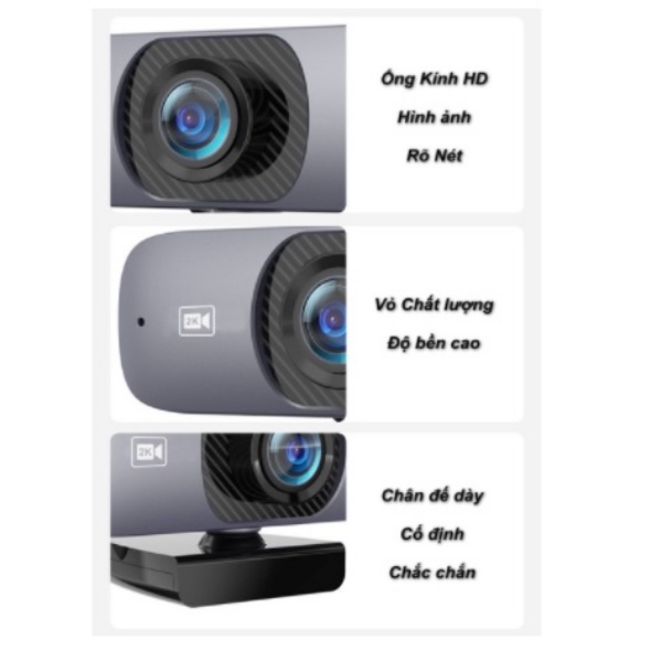 Webcam UHD 2K Kèm Micro Góc nhìn siêu rộng 130 độ