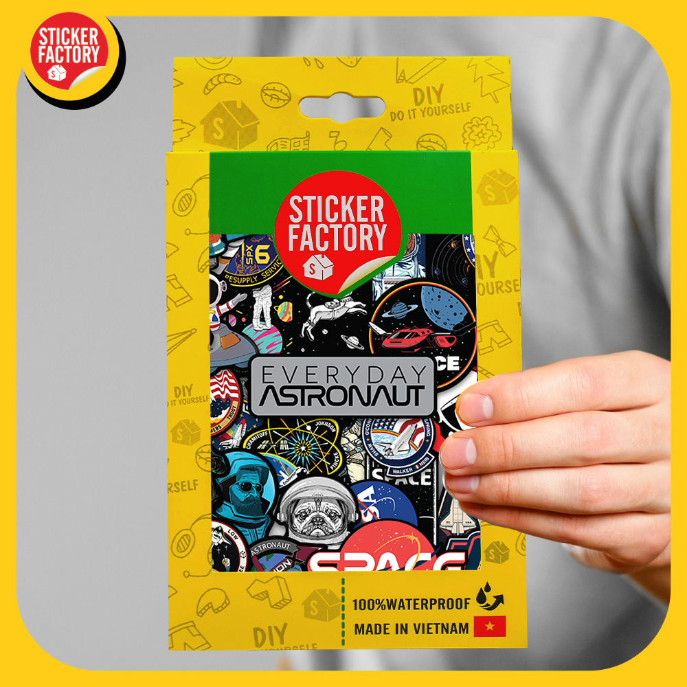 Astronaut Phi hành gia - Set 100 sticker decal hình dán dễ thương - STICKER FACTORY