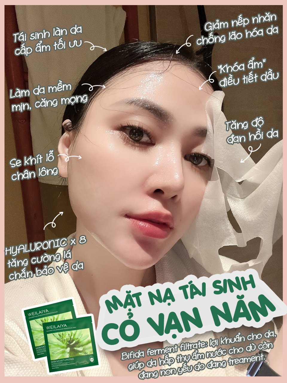 Combo 6 hộp Mặt nạ tái sinh cỏ vạn năm Weilaiya (Hộp 10 miếng) - Weilaiya Resurrection Grass Moisturizing Facial Mask