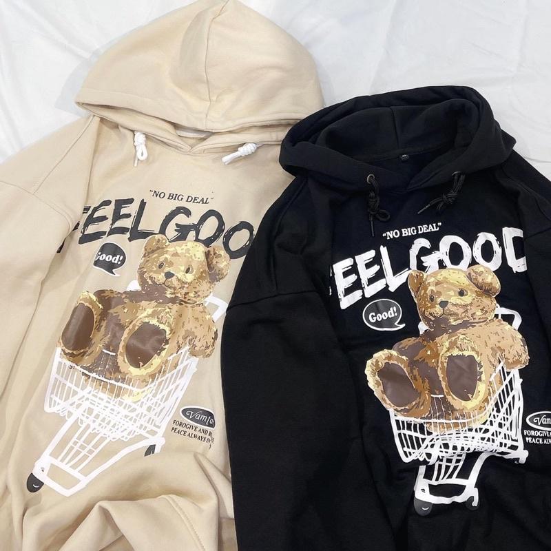 Áo Hoodie Nỉ Dáng Rộng in gấu BEAR 3D, khoác nỉ có nón chất sịn xọ