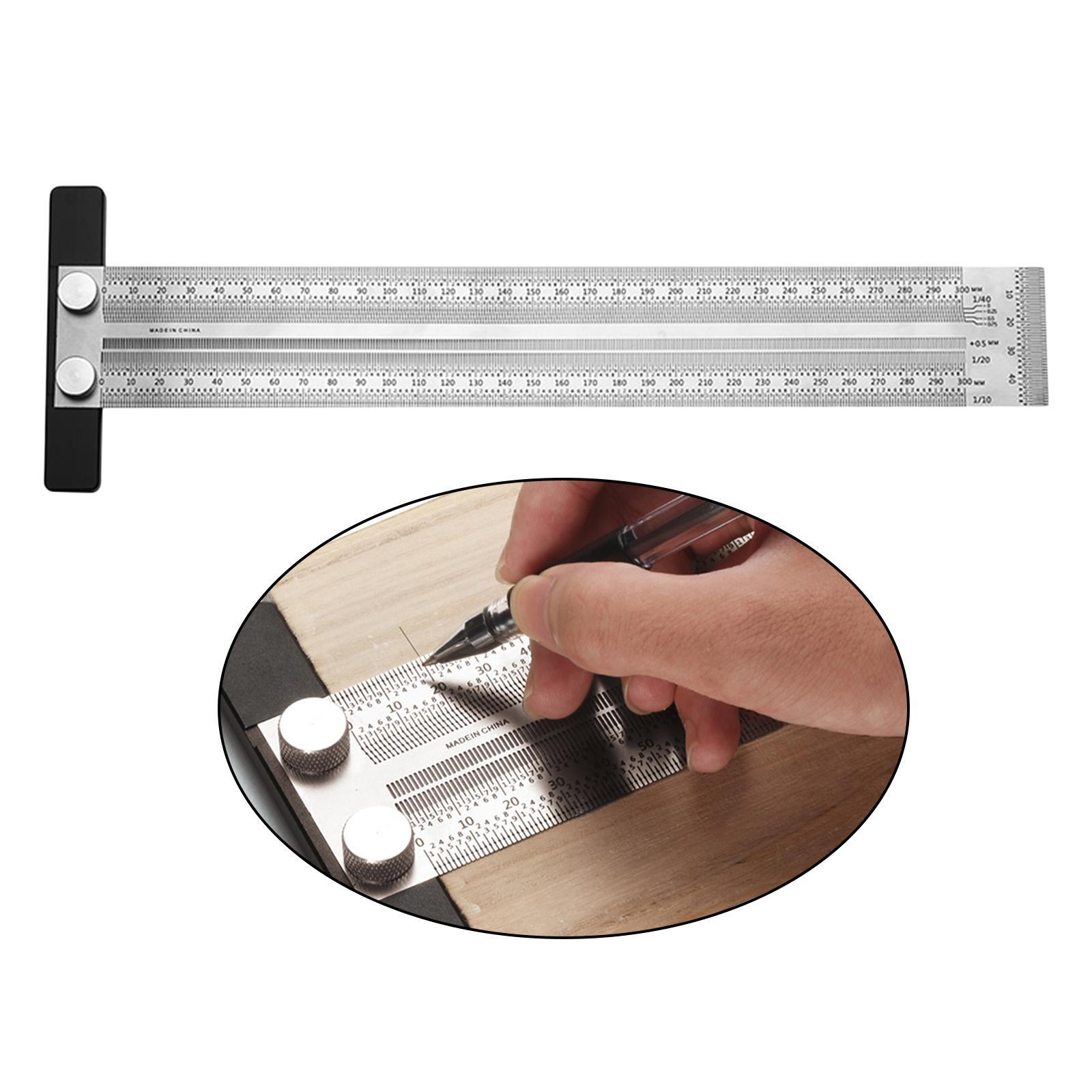 2x T Type Hole Scale Ruler Woodworking Scribing Mark Line Gauge Carpenter