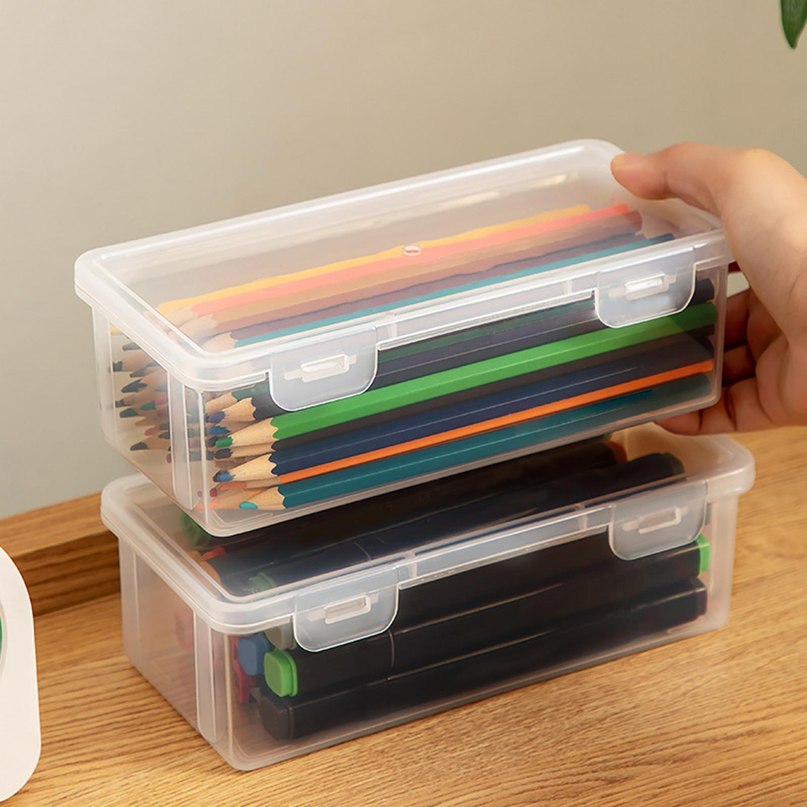 Dustproof Storage Box Clear with Lid, PP Multipurpose Portable Countertop Stackable Holder Organizer Case, for Office Supplies