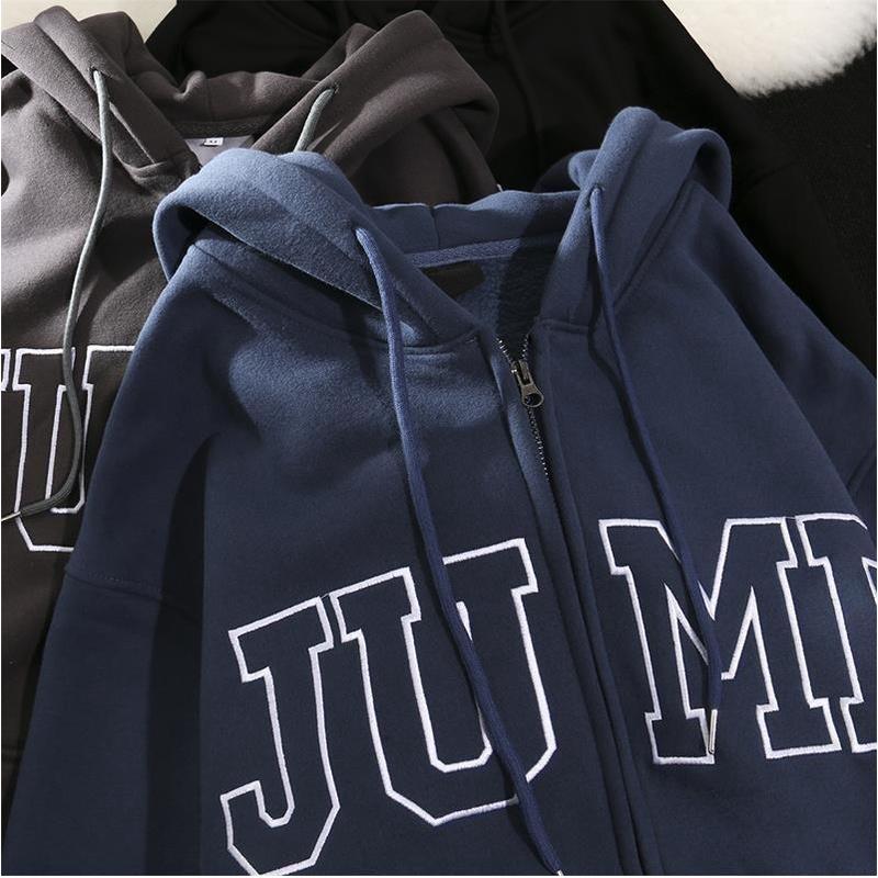 Áo khoác nỉ bông cotton dày mịn - hoodie form rộng unisex JUMP - 2N Unisex