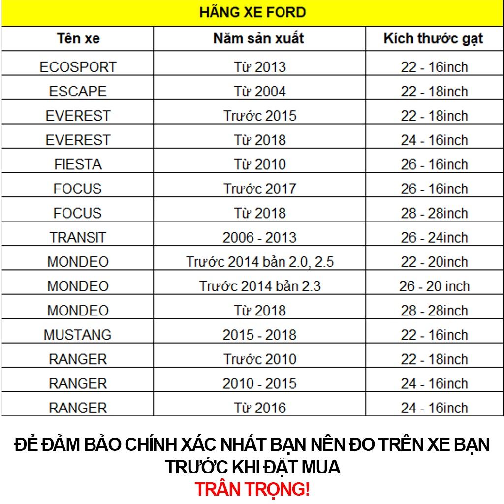 1 Cặp gạt kính xe oto, thanh gạt nước mưa gạt nước kính ô tô bán tải Ford Ranger