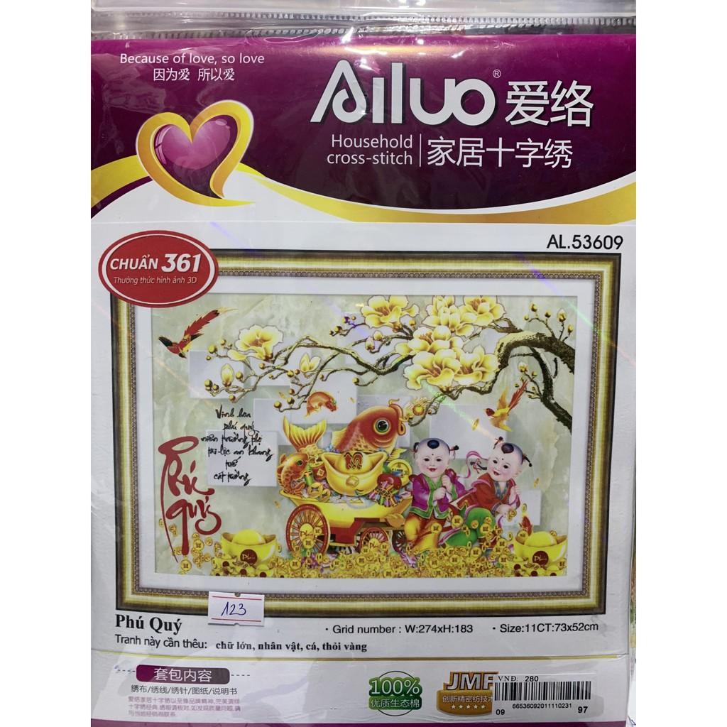 Tranh thêu cây tiền vạn sự như ý 53595 - kích thước: 81 * 52cm.