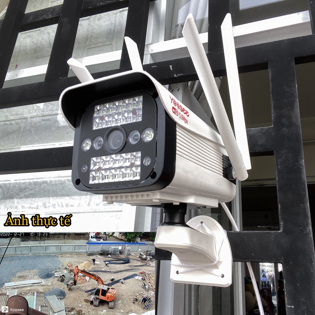 Camera IP Yoosee Thân Xoay Zoom 8X Siêu Nét 5.0Mpx 22 Led 4 Râu Hồng Ngoại, Ban Đêm Có Màu Chống Nước Đàm Thoại 2 Chiều Full Box Hàng Chính Hãng